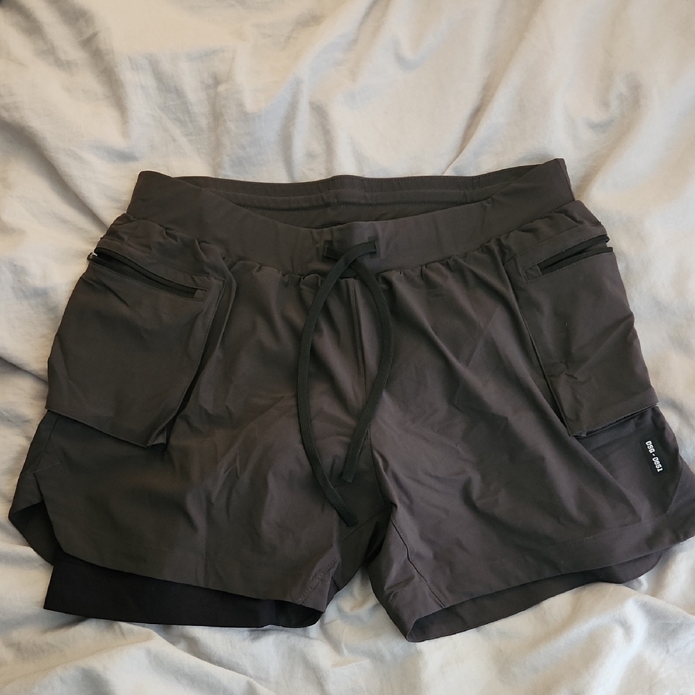 Grey /black Athletic Shorts with Pockets
